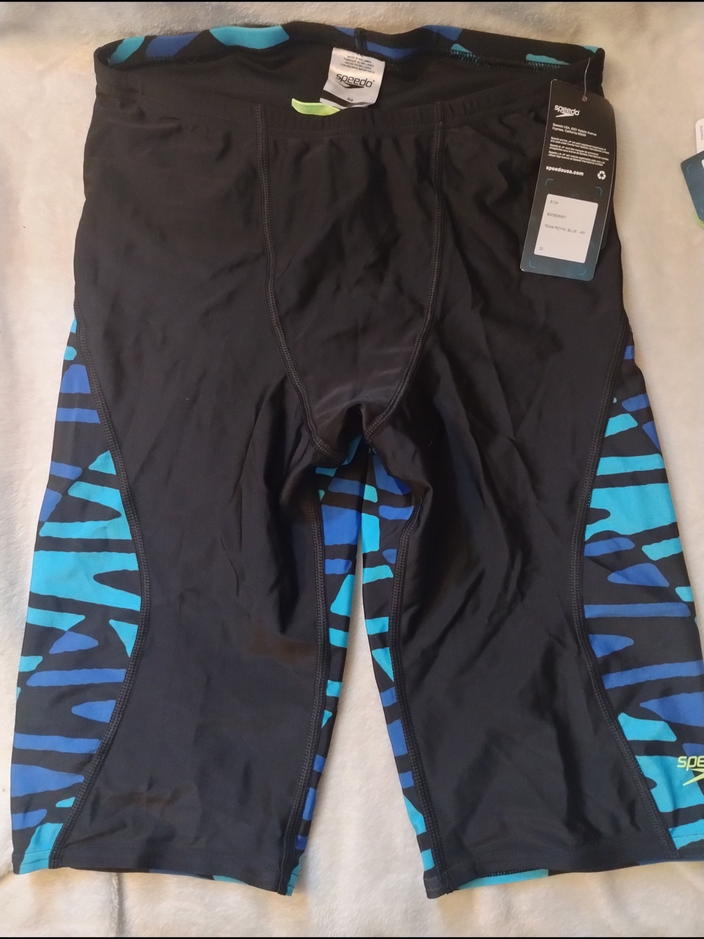Speedo Men’s Black & Blue Pattern Jammer Swim Shorts